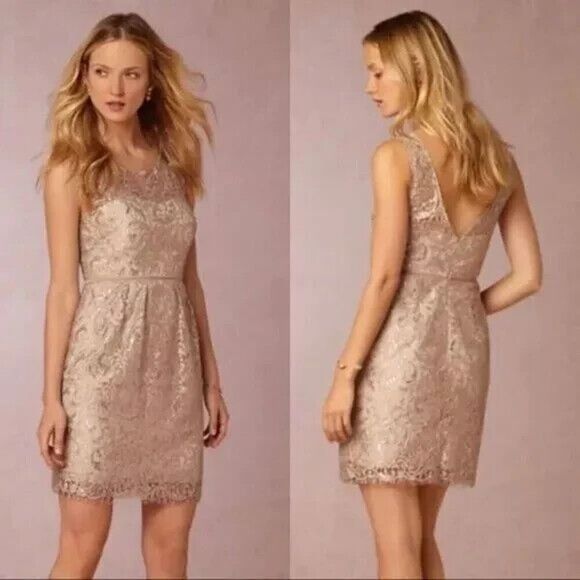 Jenny Yoo Collection Harlow Mini Dress Sheath Sweetheart Cream Metallic Size 4 - Picture 1 of 15